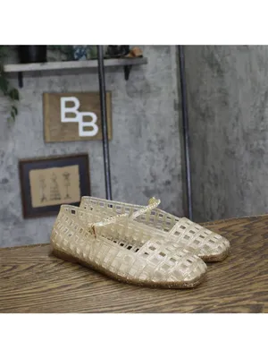 NWT Karl Lagerfeld Paris Juliska Mary Jane Jelly Flats KL265546 White Gold 8M thumbnail 6