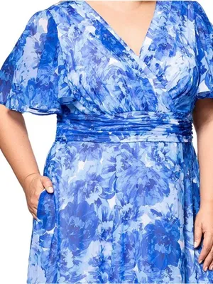 NWT Betsy & Adam Blue Plus Suze Floral Gown Size 20W 20 thumbnail 4