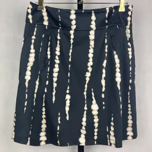 Ann Taylor Skirt Women 6 Navy Cream Abstract Print A-Line Pockets Career Work thumbnail 2