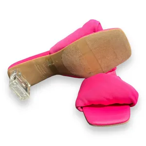 Open Edit Cleo Sandal Size 5 Neon Pink Barbie Kitten‎ Block Heel 80s Slip On thumbnail 7