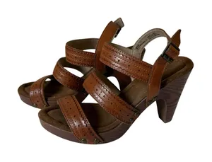 GH Bass Women's Brown Bass-able Strappy Platform Heeled Sandals Size 7M Boho thumbnail 1