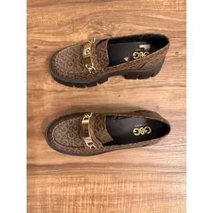 GBG Guess Los Angeles Collie‎ Brown Monogram Lug Sole Platform Loafers Womens 7M thumbnail 3