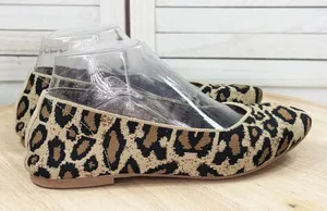 Women's Cleo‎ Leopard Print Knit Casual Pointed Toe Ballet Flats Tan 7 thumbnail 1