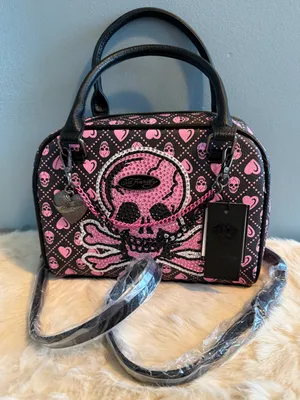 Ed Hardy Vegan Leather Skull Satchel Crossbody thumbnail 1