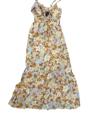 Gap Floral Dress Women Small Daisy Tiered Tie Front Cutout CottageCore Whimsical thumbnail 1