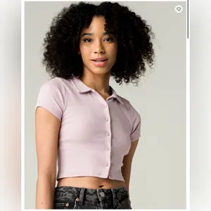 Tilly’s FULL TILT Button Front Womens Lavender Crop Polo Shirt NWT size XS thumbnail 3