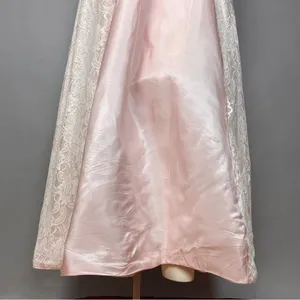 Vintage Lace Dress Light Pink Taffeta Sleeveless Maxi Prom Retro‎ Formal Sears thumbnail 6