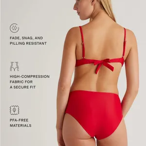 NWOT Quince Women's Italian Demi Bikini Top Red Size L thumbnail 4