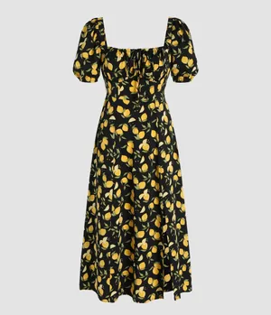 Cider LEMON SPLIT KNOTTED SHIRRED MIDI DRESS thumbnail 9
