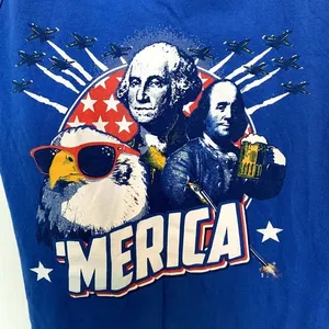 Gildan‎ Womens' Size Small Blue 'Merica Graphic Tank Top thumbnail 3