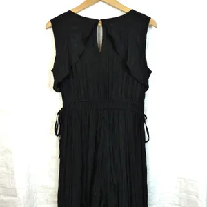 Zara Jumpsuit Womens M Black Sleeveless V-Neck Wrinkled Satin Effect Wide Legs thumbnail 11