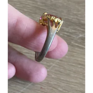 Pink Ice oval stone cocktail ring prong setting size 6.5 thumbnail 3