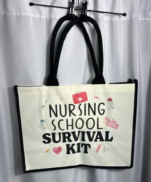 Source Unknown Nursing School Survival Kit Canvas Tote Bag NWT Reusable Multiple Use Tote thumbnail 1