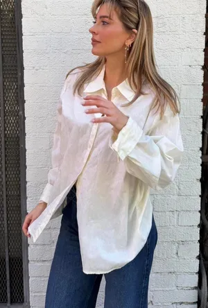 Target Vintage White Stag cream button up blouse with floral embroidery fits sz s-L thumbnail 1
