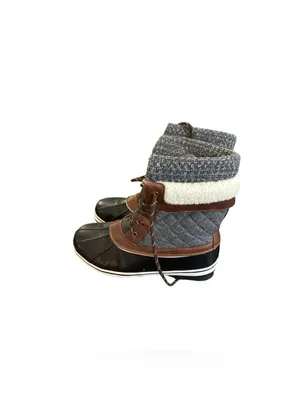 Dream Paris Duck Boots Faux Fur Lace Up Winter Black Gray 10 thumbnail 7