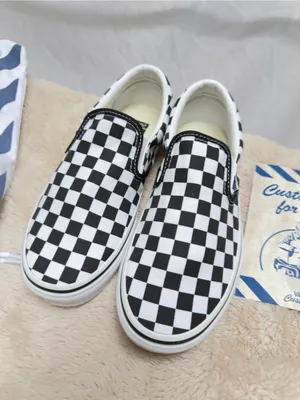 Custom Women’s Vans Checkerboard Slip-On Loafers - Black & White- new! Size 8W thumbnail 6