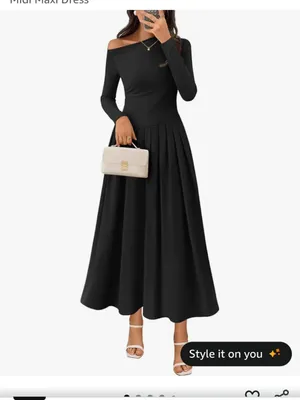 Elegant Black Long Sleeve Pleated Midi Dress Size Large New With Tags Super Cute thumbnail 3