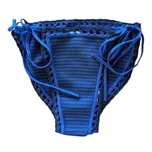 Solid & Striped Clara Bikini Bottom Women Small Blue Knit Crochet Tie Side NWT thumbnail 2