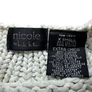 Nicole Miller Ivory Chunky Knit Sweater Cozy Y2K Winter Vibes ❄️cozy girl‎ Sz XS thumbnail 3