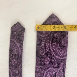 Burma Bibas Silk Mens Tie Purple Paisley Necktie Designer Classic Office thumbnail 7