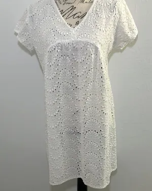 White Eyelet Swim Cover thumbnail 1