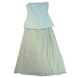 Moon River Womens Strapless Maxi Dress Sage Green Textured Skirt Boho Small thumbnail 2