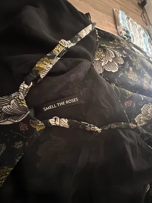 Smell the Roses Black Floral Racerback Slip Maxi Dress Slit Size S thumbnail 13
