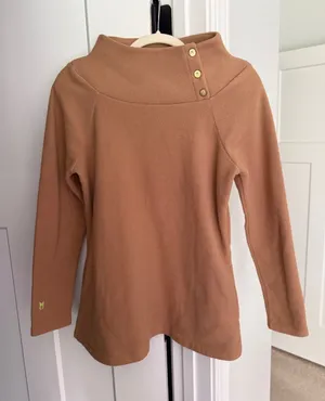 Dudley Stephens camel mock neck long sleeve fleece pullover‎ thumbnail 1