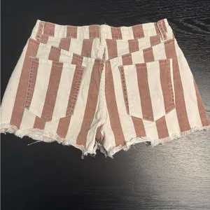 Altar'd State Red and White Striped Jean Shorts thumbnail 4