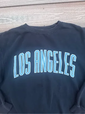 Brandy Melville Navy Crewneck with Light Blue 'LOS ANGELES' sweater thumbnail 9