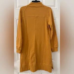 Tribal French Terry Mock Neck Short Dress Size Petite Small Mustard Yellow thumbnail 3