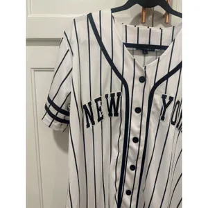 Harper Ivy New York Baseball Jersey Top White Black Pinstripe Size L casual thumbnail 2