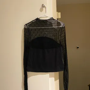 Free people Elegant Black Sheer Polka Dot layering Top, size M, fits S to M thumbnail 2