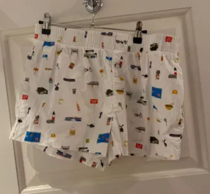 White Cotton Women's Sleep Shorts with Playful Multicolor Print thumbnail 1