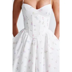 NWT Babyboo Analeigh White Multi Floral Corset Fit & Flare Mini Dress Size Small thumbnail 8