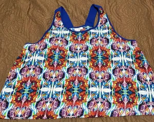 Colorful Abstract Print Top Purple Size XL thumbnail 1