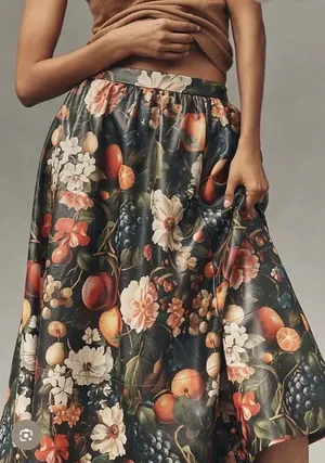 ANTHROPOLOGIE MAEVE THE JACIE FAUX-LEATHER PRINTED MAXI SKIRT Sz XXS NEW Boho thumbnail 1