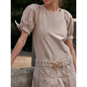 FREE PEOPLE NWOT Sevi Mini‎ Dress Belted Pleated Puff Sleeve Size Large thumbnail 4