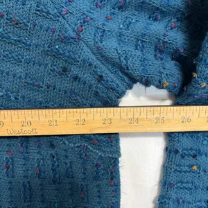 Habitat Sweater Blue Speckled Mock Neck Chunky Knit Rolled Cuff Lagenlook Boho L thumbnail 6