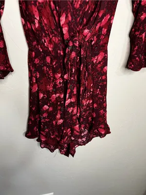 Free People All The Right Ruffles Red‎ Floral Boho Romper thumbnail 5
