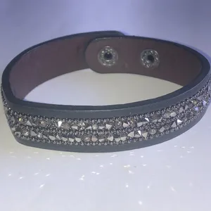 Elegant Black and Silver Tone Rhinestone Bracelet thumbnail 1