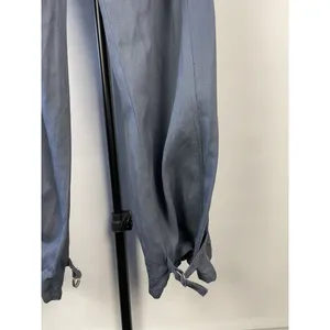 Zara Womans Tapered Cargo Pants High Rise Paperbag Sz S Blue Gray Linen‎ Blend thumbnail 10