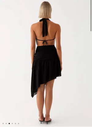 Peppermayo Black Elysia Chiffon Cowl Neck Halter Asymmetrical Hem Dress thumbnail 2