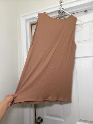 SKIMS Size 3X Cotton Rib Long Tank Top Sienna Brown Stretch AP-TNK-0463 NWT thumbnail 8