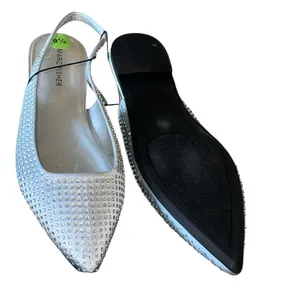 NEW Marc Fisher Silver Studded Rhinestone SlingBack Flat SZ-9.5 thumbnail 7