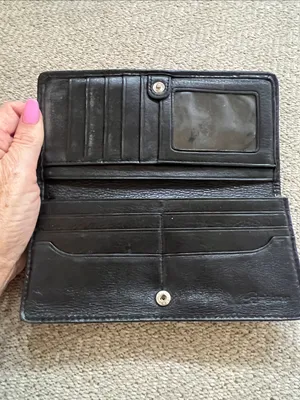 Vintage Y2K Brighton Black Leather Snap Closure Accessory with Silver thumbnail 2