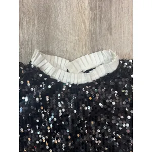 Melloday Black Sequin Short Sleeve Mini Dress with Ruffled Collar‎ XS thumbnail 4
