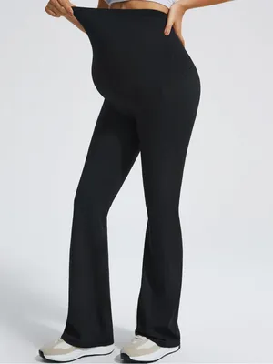 JOYSPELS Maternity Flare Leggings Over The Belly w/ Pockets Soft, Comfortable thumbnail 3