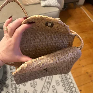Woven Rattan Envelope Shoulder Bag Tan thumbnail 6