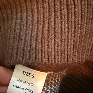 Checker Print Crewneck Sweater Brown‎ Cream Checkerboard Fall Neutral Size S thumbnail 7